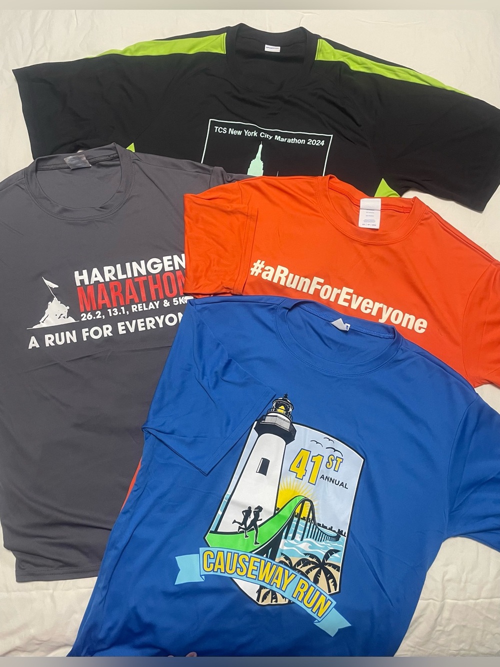 Lot of 4 Marathon Running Tech Shirts Performance Short Sleeve S / XS
